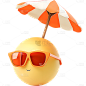 夏天夏日3D卡通感防晒墨镜太阳镜遮阳黄色遮阳伞