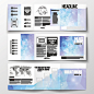 Vector set of tri-fold brochures, square design templates. Abstract