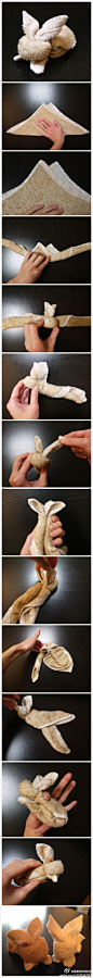 教你叠兔子毛巾。。。