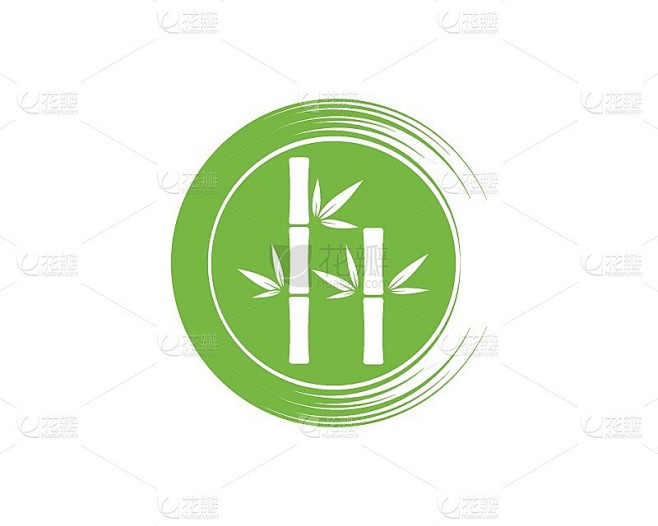 带有绿叶的竹叶矢量图标