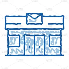 邮局邮政运输公司涂鸦图标手绘插图