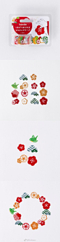 「bande」推出印有日本传统花纹图案的新款胶带，有千鸟、龟甲、松竹梅等五款。可以自由组合贴在贺年片上，VILLAGE VANGUARD可以买到，9月下旬发送，售价：432日元