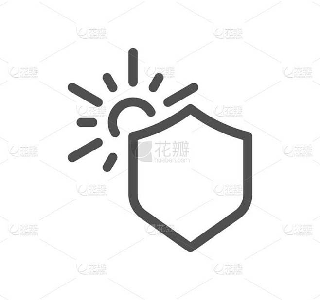 与防晒有关的图标轮廓和线性矢量.