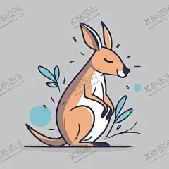可爱袋鼠矢量卡通插画 【酷图网】可爱,袋鼠,插画,儿童插画,矢量,儿童画,北欧风,简笔画