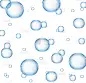 空气和水气泡在蓝色背景孤立的白色