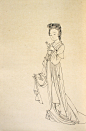 蔡岚工笔画仕女线稿