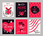 Red and Black Valentine Card Doodle Hand Drawn Collection