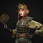 Kyoshi warrior Suki (ATLA fanart), Lukas Walzer : I really wanted to finally get into game character creation and learn the proper workflow, so I restricted myself to a poly budget of about 100.000 and two 4k texture sets and chose Suki from Avatar: The L