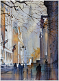 水彩风景，Thomas Wschaller分享#水彩#  #每天画唠# ​​​​