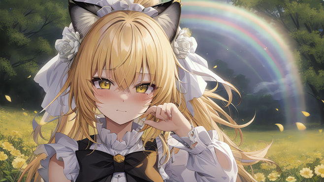 白色发带女仆小猫娘