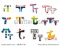 Set of alphabet symbols of letter T, such a logo. Vector version also available in gallery