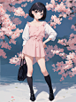 #女の子 pink cloth girl - SDAI的插画