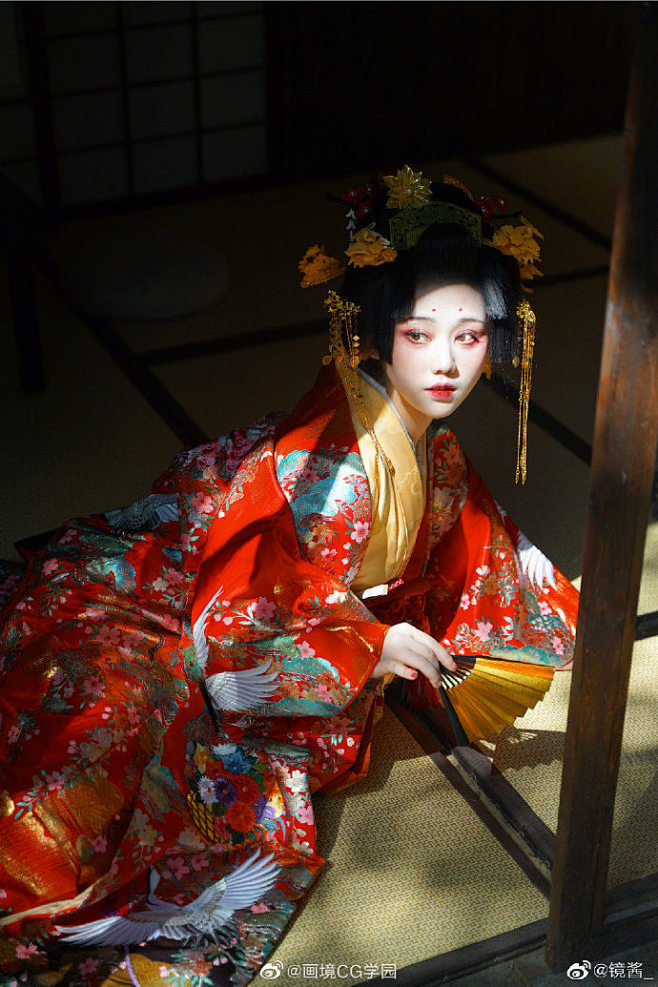 和服，趴卧，女