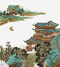 绢本设色滕王阁风景画高清素材 国画 免费下载 页面网页 平面电商 创意素材 png素材