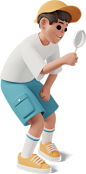 boy with magnifier in hand Illustration in PNG, SVG