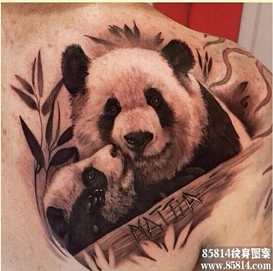 个性肩部漂亮国宝熊猫纹身图案图案
