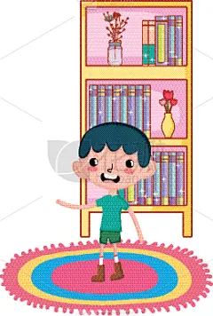 可爱的,儿童,动画片,家庭,图书馆,小的,童年,相伴