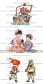 173张 传统日本风格插画图片 可爱儿童插画儿插和风卡通人物设定-淘宝网
