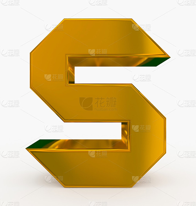 字母S三维立方体金色孤立在白色