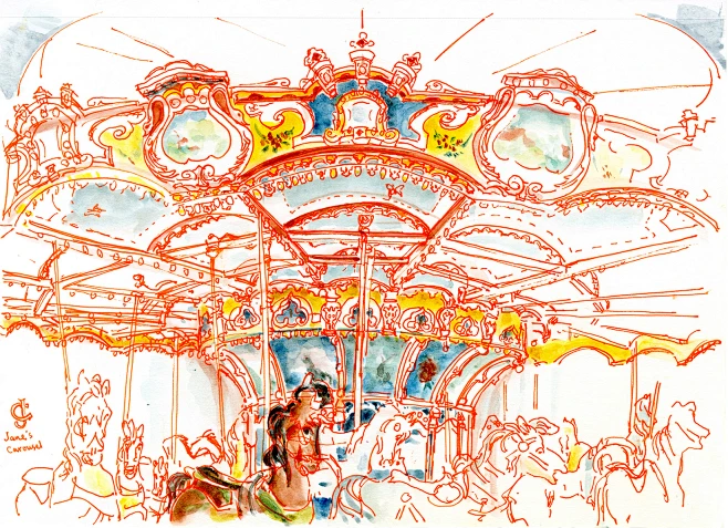 carousel New York Drawing -花瓣网