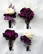 1_11_Items similar to Purple boutonniere. Jeweled wedding boutonniere. Made