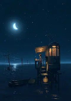 月夜の廃電Cafe