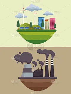 拯救世界生态城市和工厂污染的环境海报