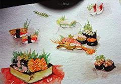 零零碎碎 - 多拉釉_水彩，坚果，水果_涂鸦王国插画