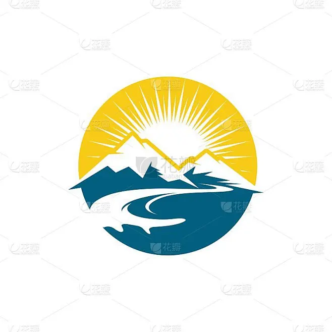 河流图标矢量插图设计素材-花瓣网