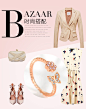芭莎BAZAAR时尚银饰专场芭莎 925银玫瑰金色花与蝶戒指JY06090000_唯品会