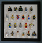 Lego mini-figure display This would be great to keep track of legos and doubles as little boy bedroom décor!  Doing this soon.: 