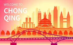 中国风重庆城市风景线稿 | 地标建筑与历史景点插画资源(7).eps