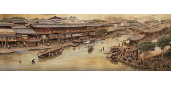 AI生成古代场景——元代码头（含咒语）