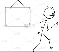 男人,不高兴的,标志,空的,卡通,商务,精力,棍,步行,绘制