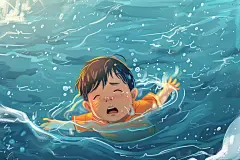 小学生防溺水宣传插画