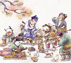 插画|逗猫饮茶图——简称逗茶图

@老咖喱LeaX