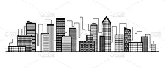 city silhouette icon with windows