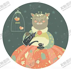 猫夫人北欧森系动物插画 【酷图网】猫夫人,贵妇猫插画,复古插画,北欧森系卡通,小清新,可爱动物,装饰插画,儿童手机壳,儿童插画,卡通小熊,卡通狐狸,麋鹿,兔子,猫,梦幻,童话,猫咪
