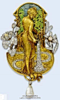 #西洋古董珠宝#在新艺术运动（Art Nouveau），线条就是力量。新艺术运动根据线条可划分为曲线派和直线派。其中曲线派以法国、比利时、德国、英国、荷兰、西班牙等为代表。直线派以格拉斯哥风格和奥地利维也纳分离派为代表。珠宝设计则表达了对女性的赞美，以她们真实的形象作为设计的基础。