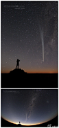 果壳网：【为了爱，为了乐趣，为了LoveJoy彗星！】掠日彗星C/2011 W3 - Lovejoy从太阳旁擦过，奇迹般的没有蒸发掉，惊煞天文界。更不可思议的是，这颗彗星逃离太阳之后，变得更加夺目！天文达人@jiahao1986 追着它去了澳大利亚，在6级大风中拍下了这张照片。这一切，都是为了爱与乐趣：http://t.cn/SizHk4