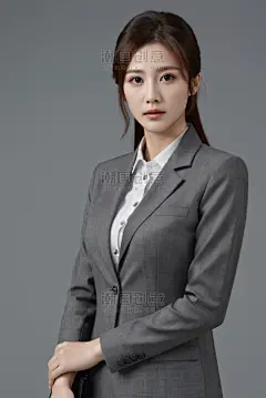 创意亚洲人像商务职场女性灰色西装职业照半身照