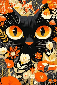 猫咪手绘动物插画图片