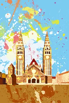 哈弗大学竖图插画