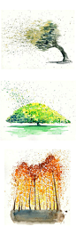 【27种树的水彩画法素材】 作者：意大利插画师 Ireart   via @ins插画