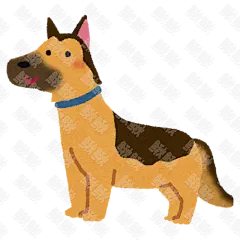 德国牧羊犬狗狗写实插画的小狗狗手绘卡通插画手绘png儿童插画免扣素材1