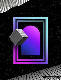 15款创意艺术抽象全息科幻未来蒸汽波时尚招贴海报广告ps设计素材
