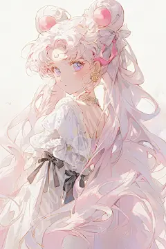 简约壁纸简单素雅美少女战士 水兵月插画