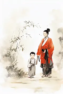 AI数字艺术中国风水墨古风教师节插画