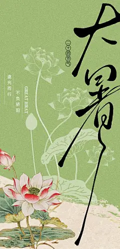 【南门网】广告 海报 节气 大暑 书法字 荷花 荷叶