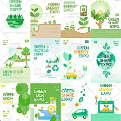 902号扁平卡通手绘绿色环保宣传种树节约能源宣传海报矢量AI素材-淘宝网